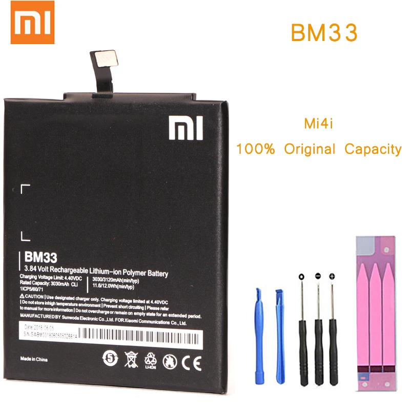 Original Phone Battery for Mi4i Battery Xiaomi Mi 4i BM33 Replacement Batteries with Retail Package bateria for Xiaomi M4i Mi4i