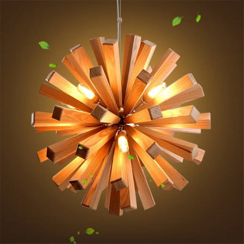 Japanese Style Log Wooden Chandelier Personality Restaurant Romantic