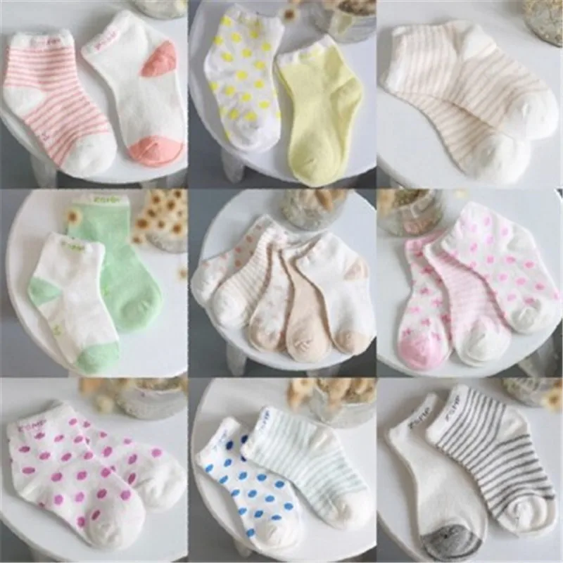 10 шт./лот = 5 пар, хлопковые носки для малышей носки-тапочки для новорожденных носки для маленьких мальчиков и девочек теплые короткие носки из искусственной кожи для малышей