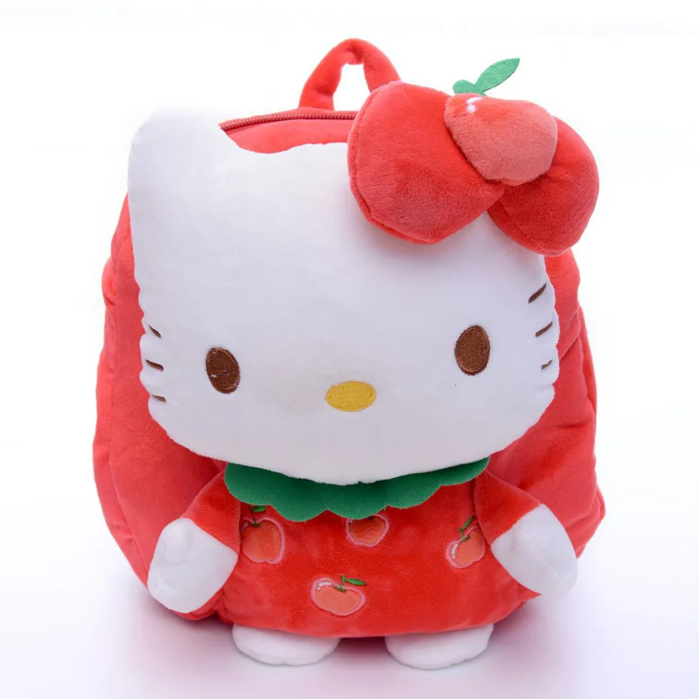 HELLO KITTY kawaii backpack child kindergarten children's schoolbag plush backpack hello kitty bag backpack for baby 30*28cm - Цвет: Красный