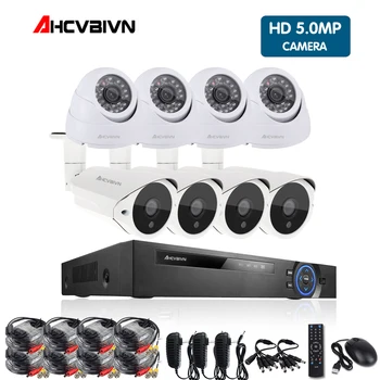 

hd cctv surveillance system 8CH 4MP 2560*1440P DVR AHD bullet Dome Camera CCTV indoor Outdoor Home Security Camera System Kit
