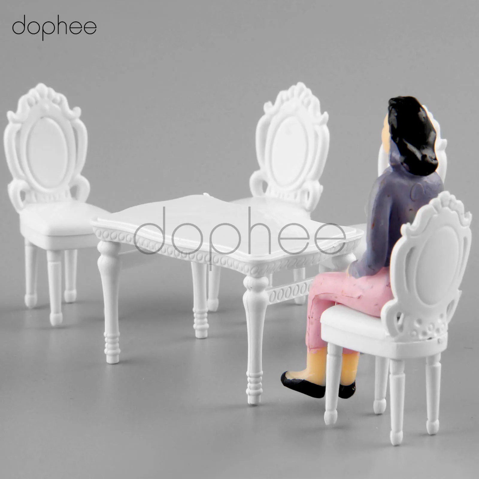 Dophee белый квадратный обеденный стол Набор стульев железнодорожная модель 1:25 Модель Строительный Комплект Моделирование