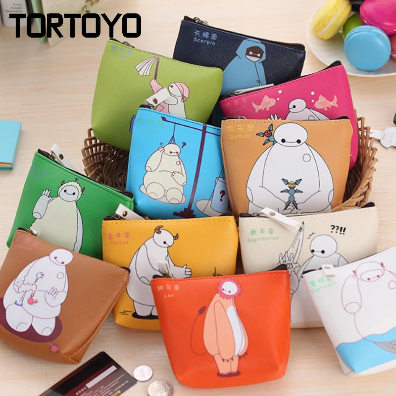 

Mini Colorful Cute Baby Cartoon Lovely Baymax Earbud Key Coin PU Leather Storage Pouch Carrying Earphone Small Bag Exchange Box