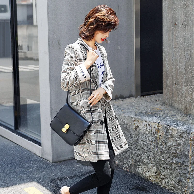 Little Suit 2019 Autumn New Women Double Row Buckle Checked Suit Winter Clothes High Quality Women Fashion Plaid Sexy Suit Little Suit 2019 Autumn New Women Double Row Buckle Checked Suit Winter Clothes High Quality Women Fashion Plaid Sexy Suit