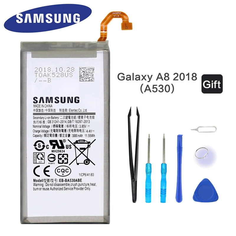 

Original Samsung Battery for Samsung Galaxy A8 2018 A530 SM-A530 A530F EB-BA530ABE 3000mAh Original Phone Battery Free Tools
