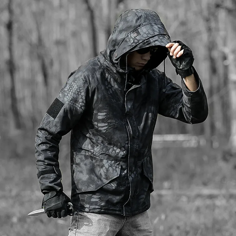 Военная куртка-бомбер, зимняя мужская куртка, тактическое боевое пальто, милитари, одежда для охоты, ветровка, Casaco Masculino, мужские куртки - Цвет: Black Python