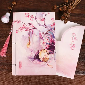 

Peach pink notebook notepad vintage diary Chinese style stationery daily memos notebook