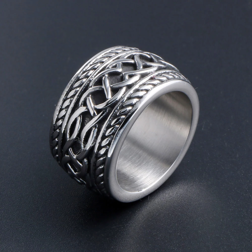 316L Stainless Steel Big Rings For Men Vintage Punk Rocker Ring Man ...