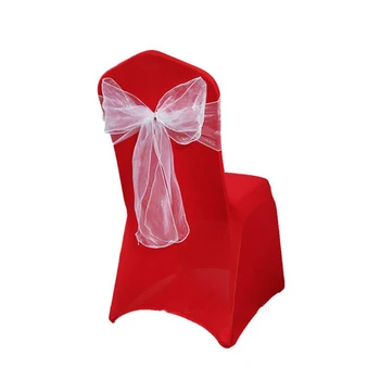 

50Pcs/Lot Organza Chair Sashes Event Party Chair Cover Sashes Bow Tie Ribbon Band Wedding Banquet Chair Sashes Hotel Supplies