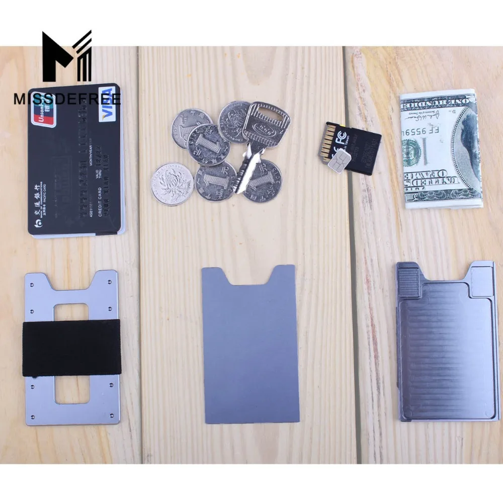 Minimalist Aluminum Slim Wallet for Men & Women Carbon Fiber Front Pocket Key Coin Case & Credit Card Holder RFID Blocking