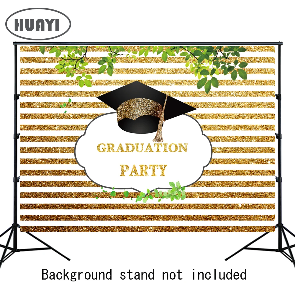 Photography Backdrops Grad Graduation Prom Party Class of 2019 gold Banner Photo Studio Booth Background Photocall W-763 | Электроника