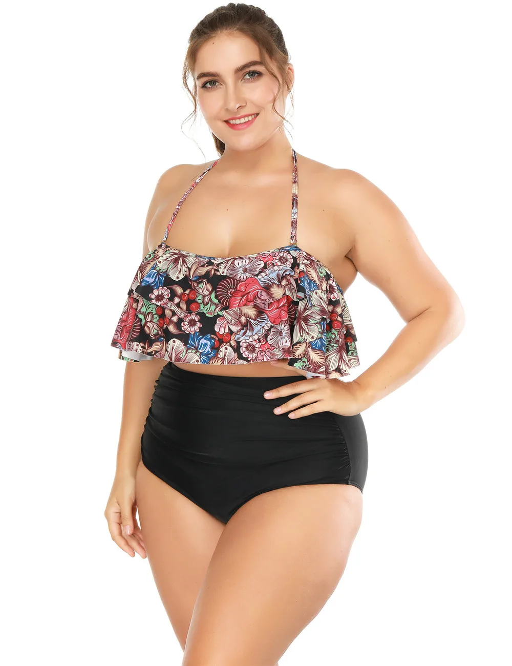 Plus size S-3XL High Waist Padded Bikini set 2018 Sexy Ruffle Bikini Beach Wear Bikinis Women Swimwear Biquini Bathing Suit  (2)