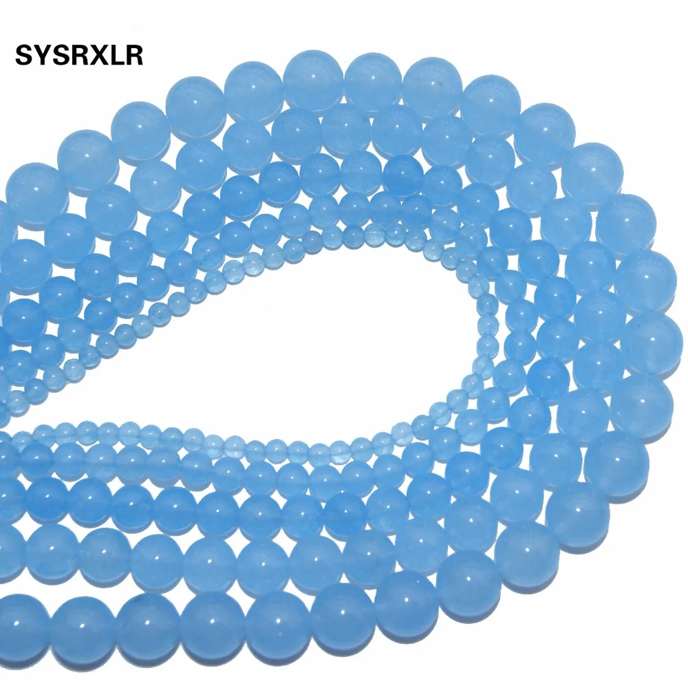 Халцедон светильник синий натуральный белый камень бусины для самостоятельного изготовления ювелирных изделий браслет ожерелье 4 6 8 10 12 мм