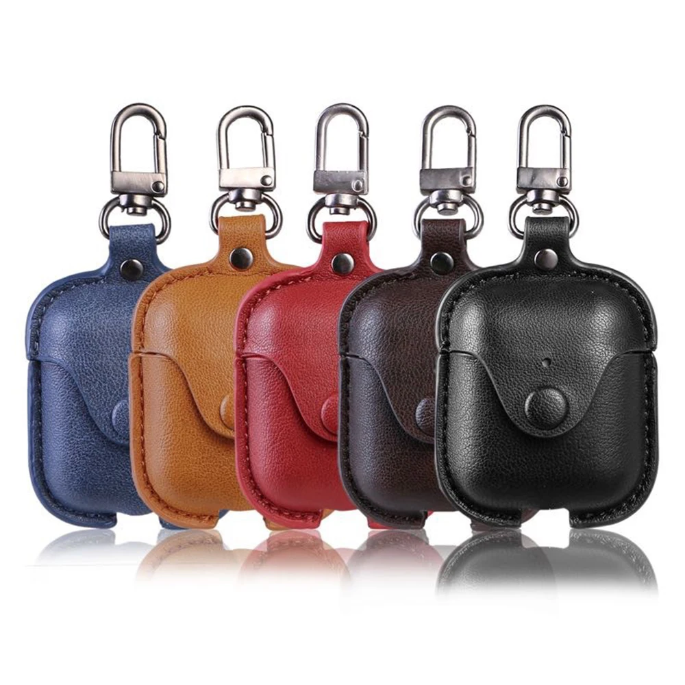 

For airpods protective cover Apple Bluetooth wireless headset leather case with hang buckle