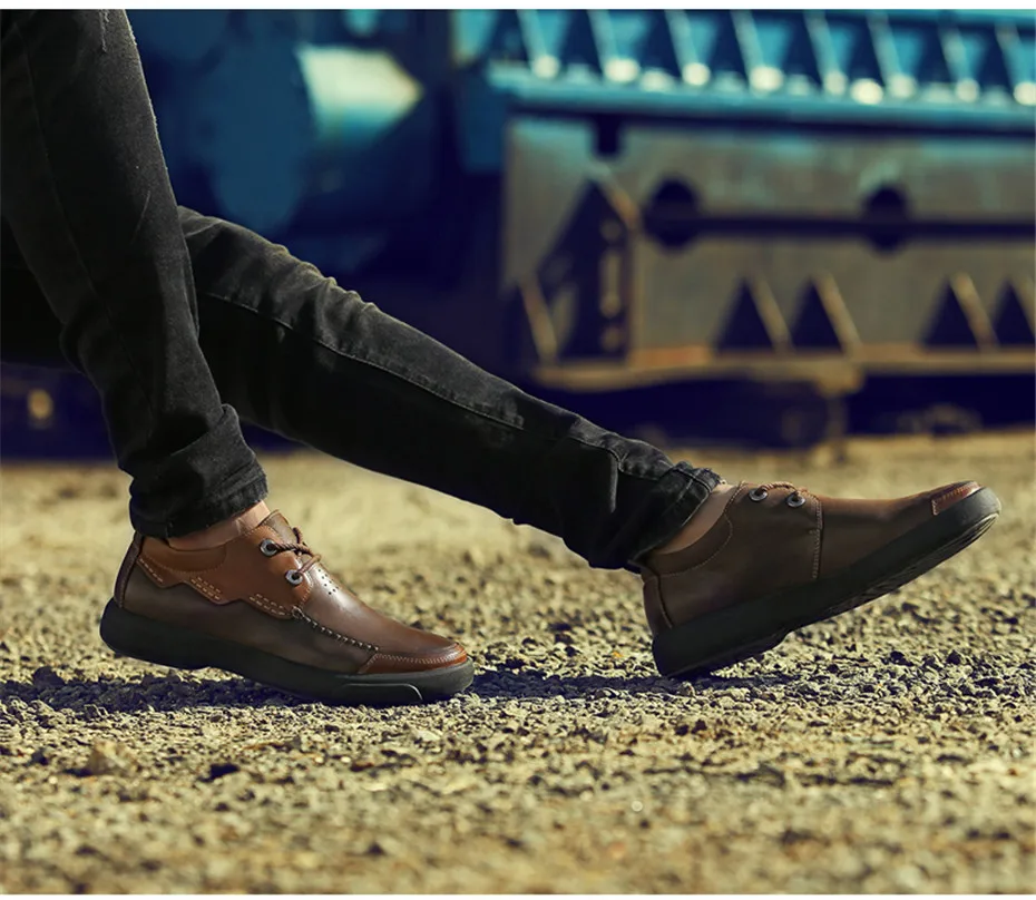 Роскошное Качество Весна/осень модная мужская обувь натуральная кожа туфли на плоской подошве уличная износостойкая повседневная обувь