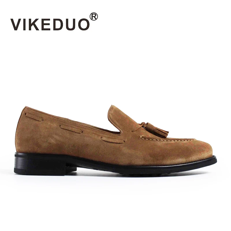 

VIKEDUO Summer Casual Loafers Shoes Men 2019 Suede Handmade Men's Shoes Tassel Wedding Office Fashion Sapato Hot Footwear Zapato