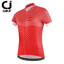 CHEJI Red Cycle Bike Jersey Women’s Large Cycling Jersey Ladies Bicycle Shirts S-XXL