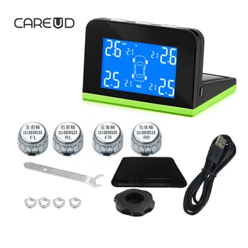 

Promotion CAREUD Solar TPMS Tire Pressure Monitoring Wireless 4pcs External Sensor for All Cars Easy Install Car Alarm System