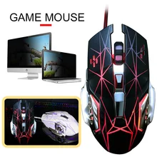 Эргономичная оптическая мышь 6 клавиш Проводная usb-мышь черный/белый 3200 dpi планшет