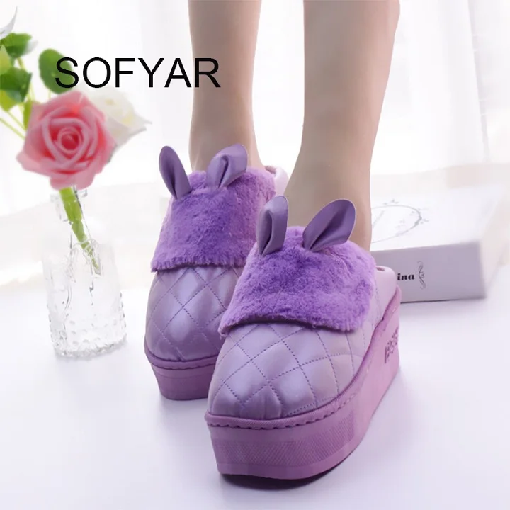 PURPLE slipper high heel warm
