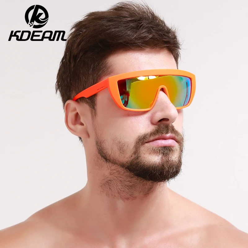 Kdeam Sunglasses Men Sport Polarized Sun Glasses Windproof Shield Frame Reflective Coating