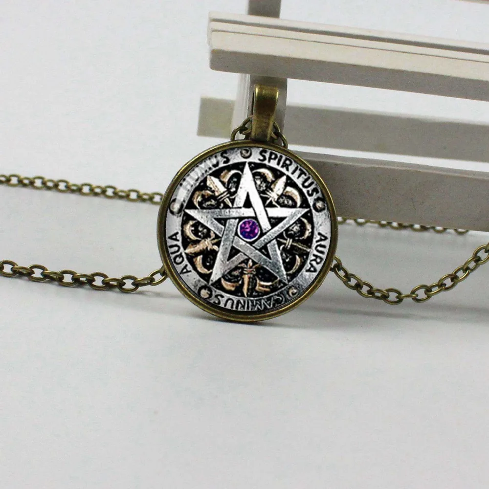 Стимпанк модный Wiccan ожерелье Черная Магическая языческая пентаграмма подвеска