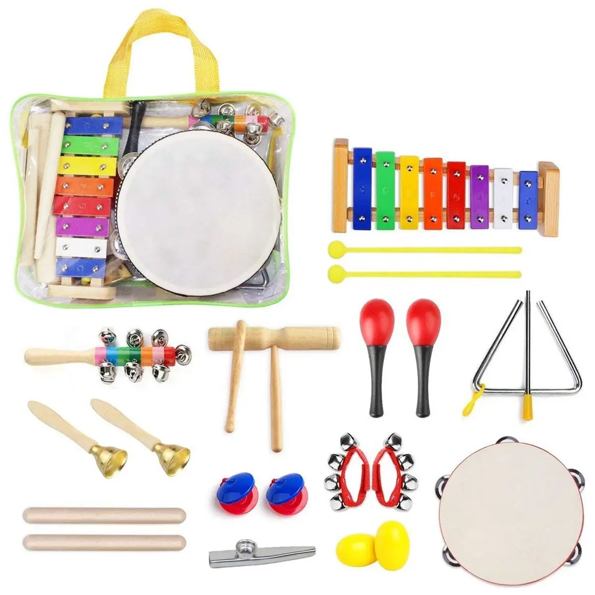 22 pièces ensemble d'instruments de musique pour tout-petits jouets à Percussion ensemble de jouets musicaux pour tout-petits ensemble de bandes de rythme cadeau de noël d'anniversaire pour les enfants