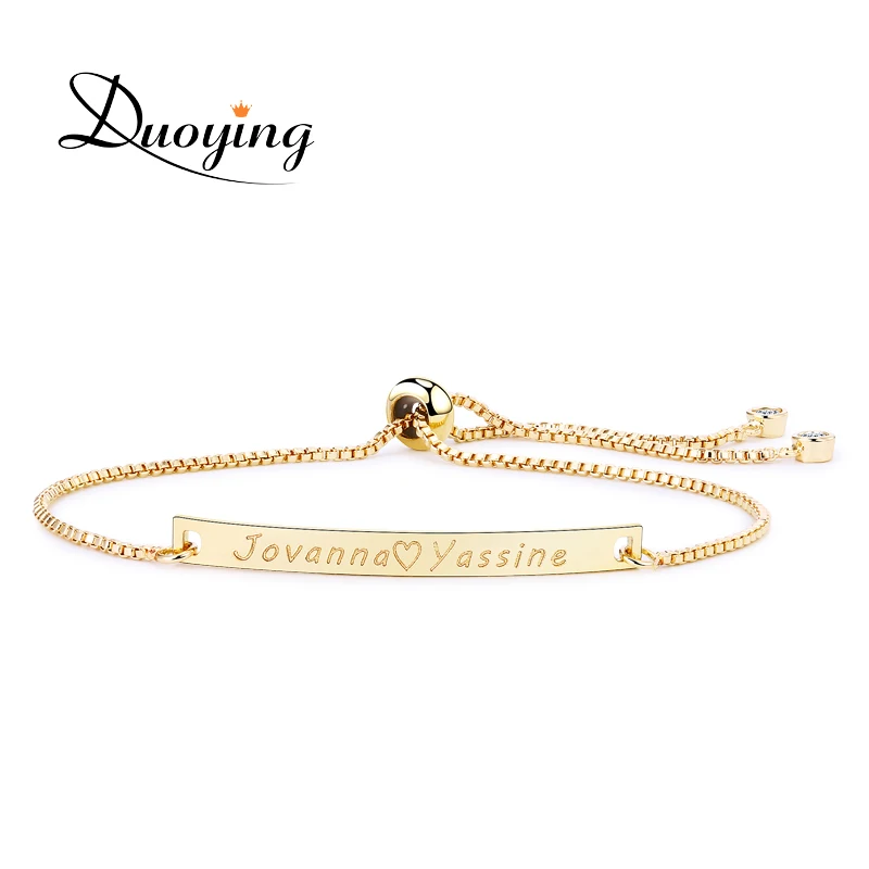 

Duoying New Arrival 40*4 mm Custom Name Bracelets Personalized Engraved Bracelets Adjustable Simple Graduation Gift for Etsy
