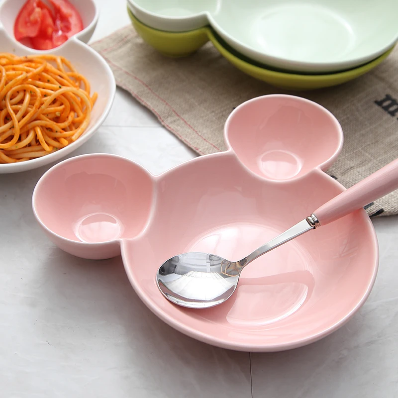 Cute Mickey Children's Ceramic Partition Meal Plate (4)