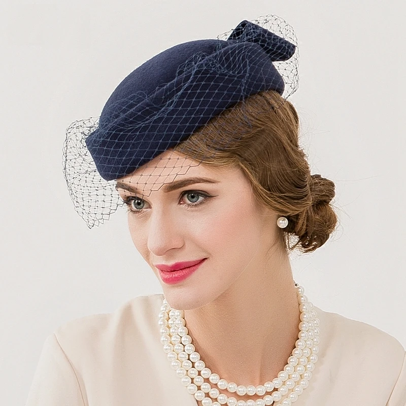 New Arrival Vintage Wedding Cap England Women Wool Beret Hat Dotted