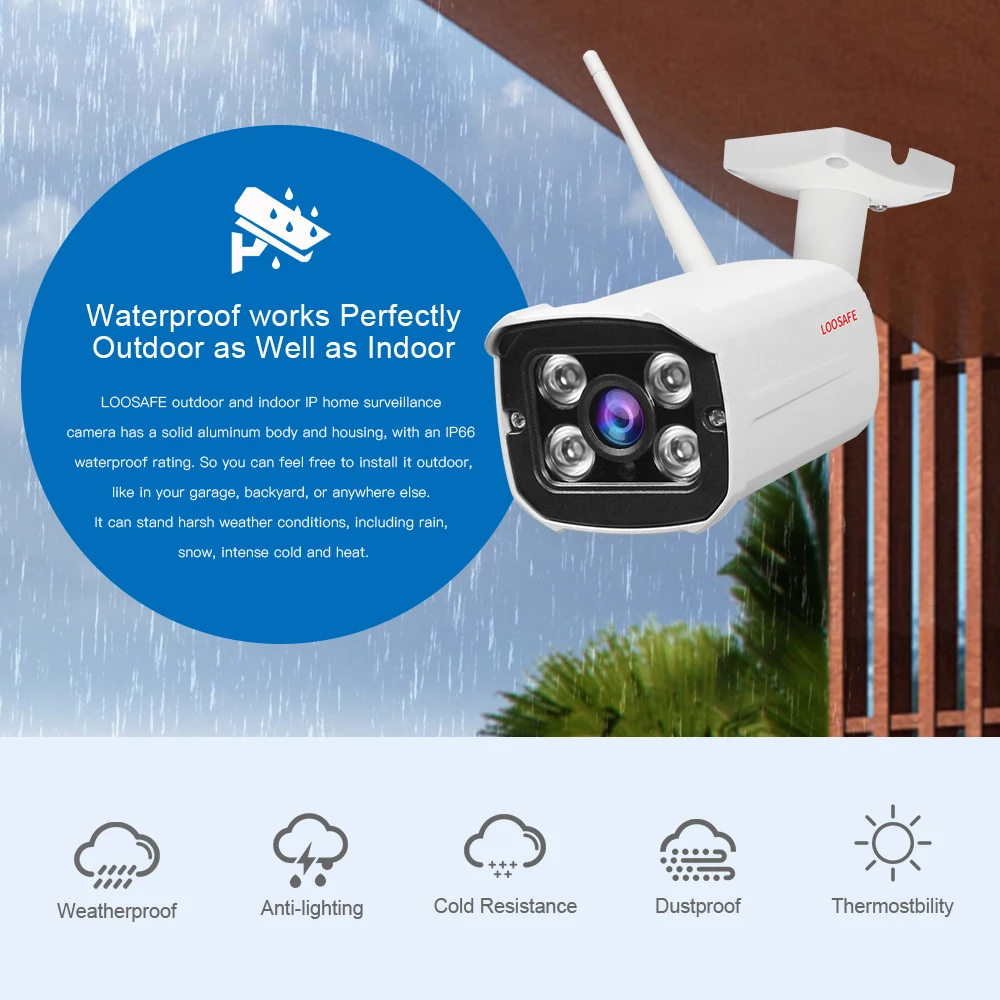 LOOSAFE 2MP Security WIFI IP Camera Outdoor CCTV Full HD 1080P 2.0 Megapixel Bullet Camera IP 1080P Lens IR Cut Filter ONVIF LOOSAFE 2MP Security WIFI IP Camera Outdoor CCTV Full HD 1080P 2.0 Megapixel Bullet Camera IP 1080P Lens IR Cut Filter ONVIF