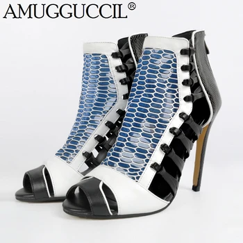 

Customize Plus Big Size 34-47 Blue Zip Cut-Outs Fashion Sexy High Heel Spring Girl Female Lady Women Summer Sandals L888
