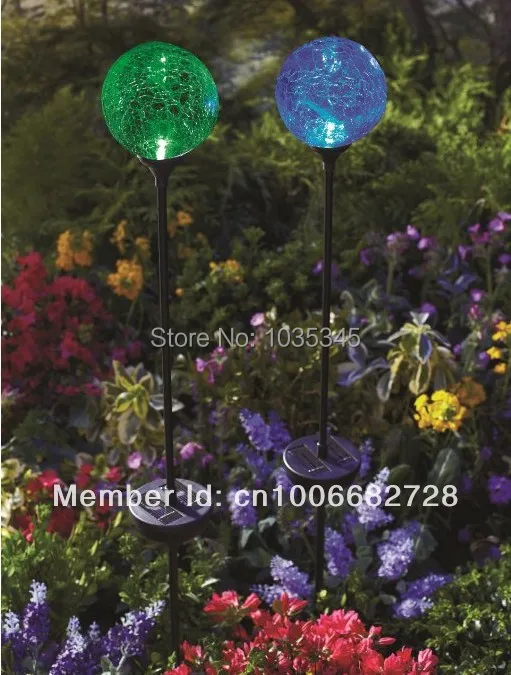 Wholesale SOLAR LED Crackle Glass Ball Garden Path light Light Stake Garden lights free shipping Wholesale SOLAR LED Crackle Glass Ball Garden Path light Light Stake Garden lights free shipping
