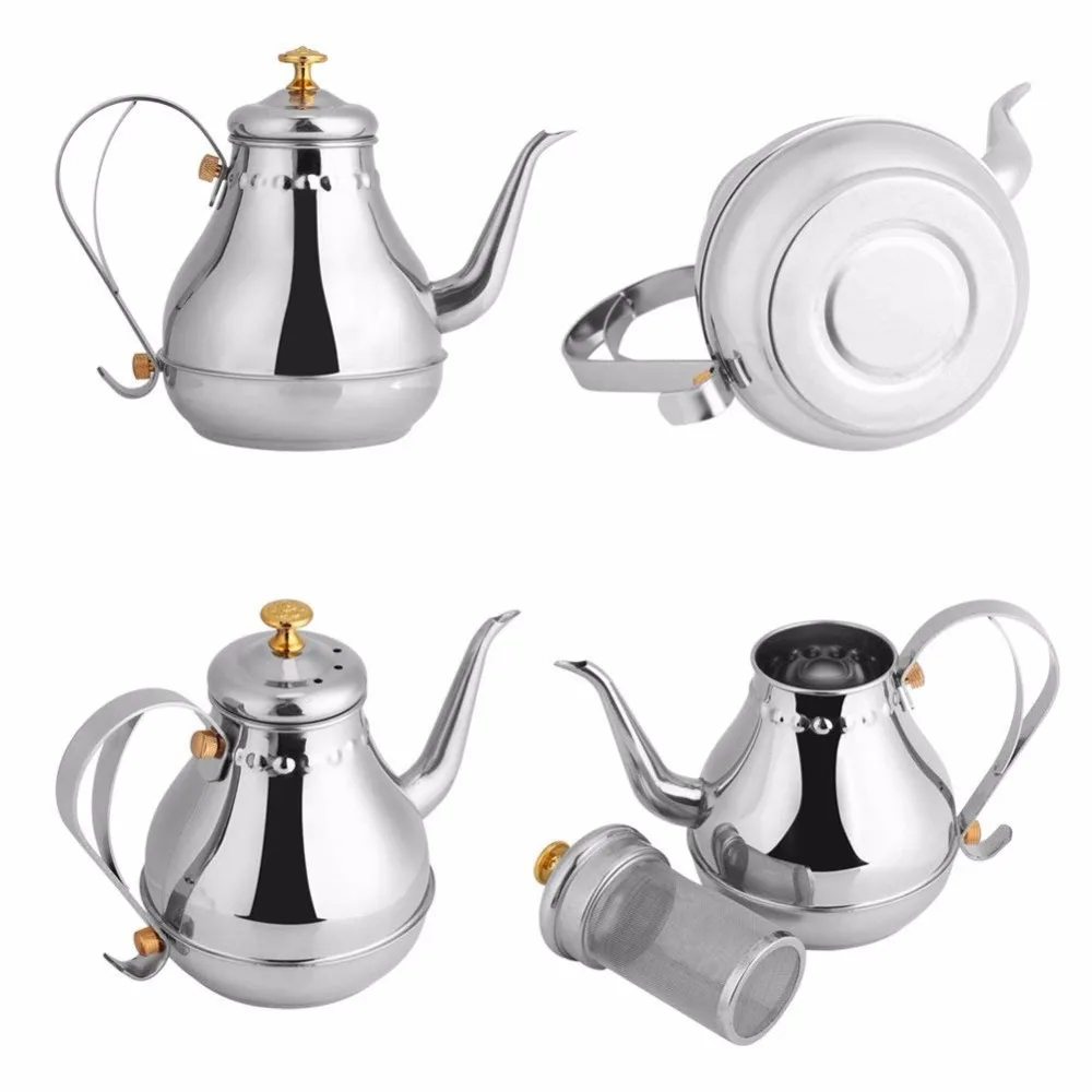 Чайник для кофе из нержавеющей стали, чайник с чайным фильтром 1.2л, чайник Moka, профессиональный кувшин для кофе и чая