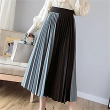 Юбки Женские s женские с высокой талией плиссированные юбки элегантные женские Лоскутные миди юбки офисные женские уличная Юбка Faldas Mujer Moda