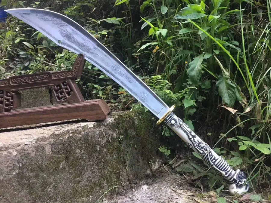 Handmade Chinese Sharp Manganese Steel Blade Wushu Sword Kung Fu Broadsword Dao Tiger Dadao Full Tang