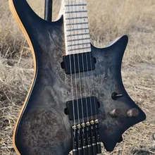 Новинка NK безголовая гитара Fanned Fret Гитара s black Eye фанера из тополя Топ Пламя клен Шея Гитара черная аппаратная