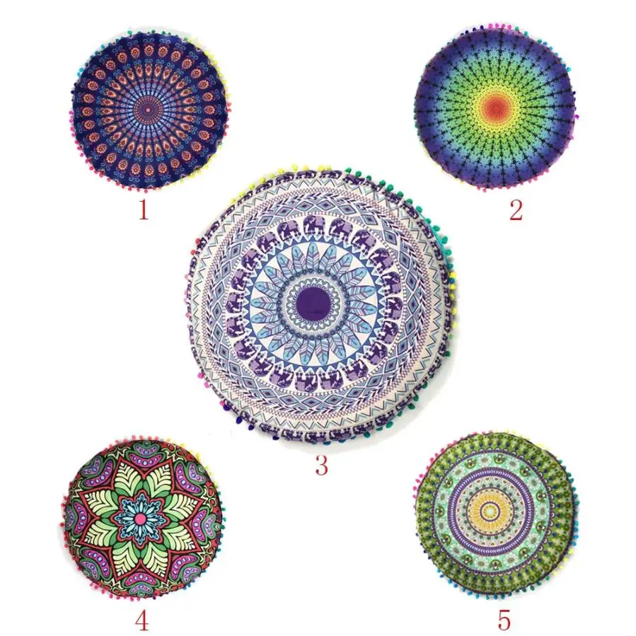 

New Indian Mandala Floor Pillows Round Bohemian Cushion Cushions Polyester Pillows Cover Case 3JU28