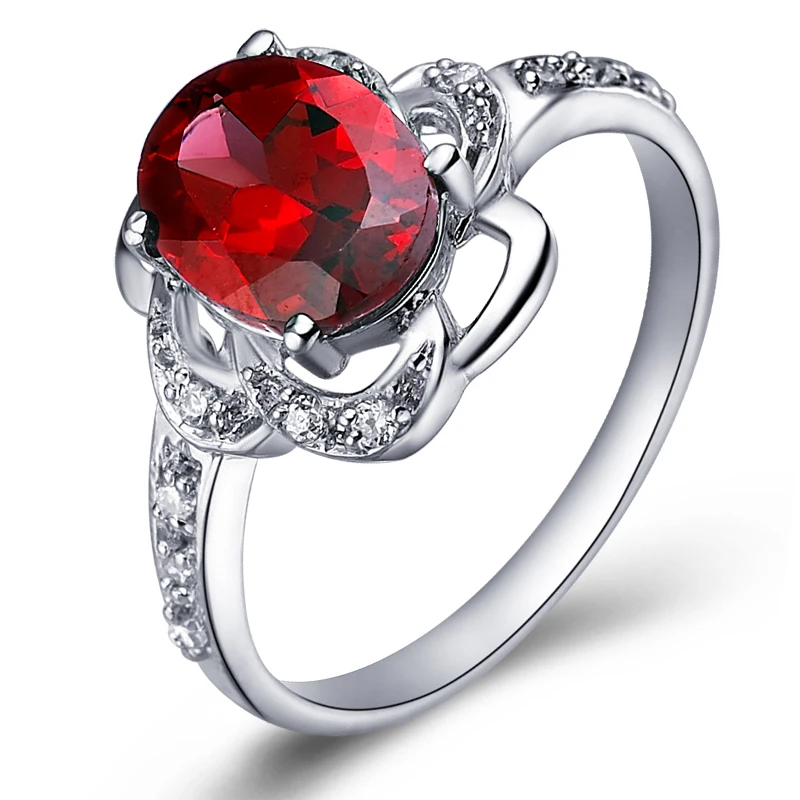 

Natural Red Garnet 2 Carat Ring 925 Sterling silver Woman Fashion Fine Jewelry Elegant Handmade Birthstone Gift sr0226g