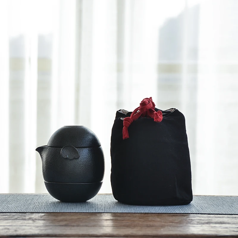 TANGPIN черная глиняная посуда яйцо керамический чайник Gaiwan чайные чашки Портативный чайный набор для путешествия с сумкой для путешествий