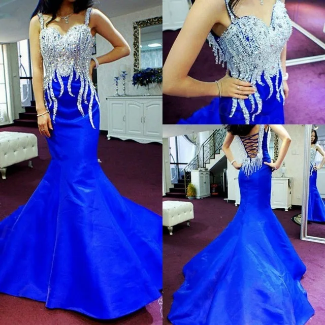 

Abendkleider 2019 New Arrival Royal Blue Dress Mermaid Evening Dress Sparkling Sequins Beading Long prom party Evening Gowns
