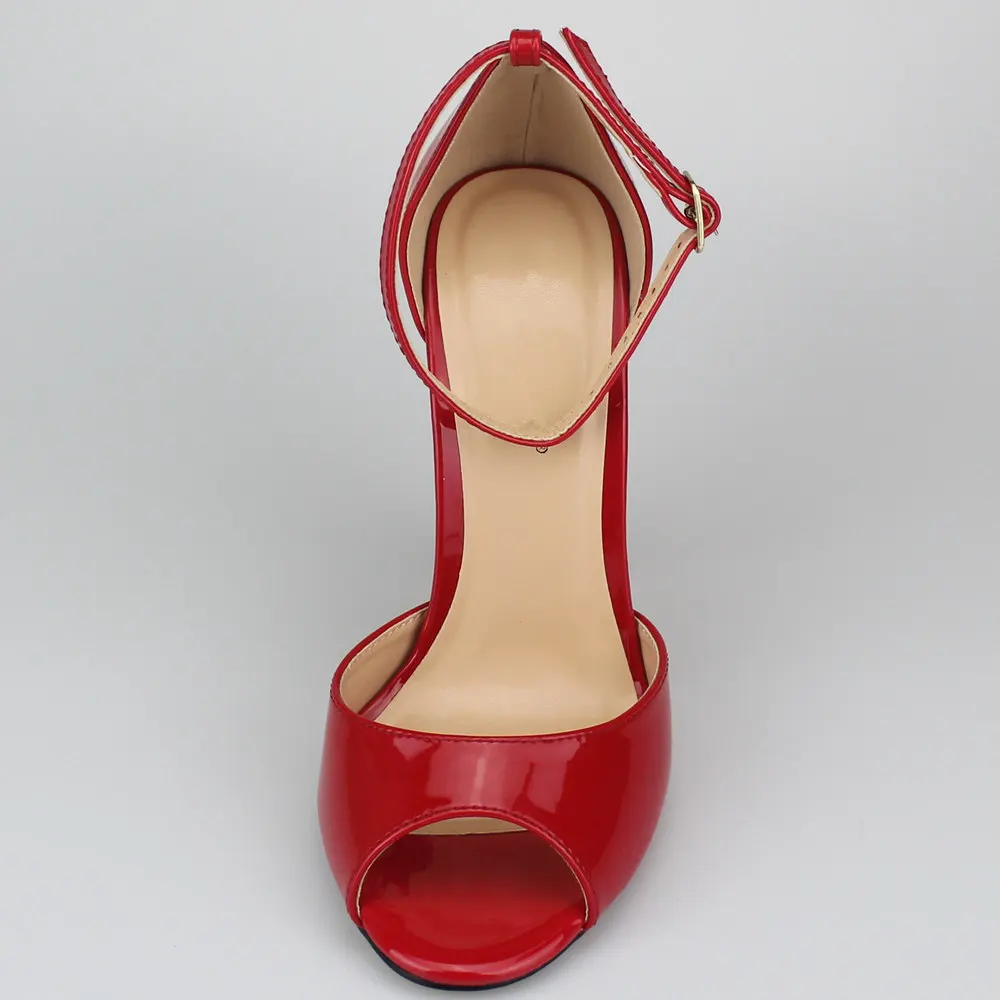 Летние женские Босоножки с открытым носком размера плюс 48; пикантные туфли-лодочки на очень высоком каблуке; Роскошные вечерние женские свадебные туфли; цвет красный, черный