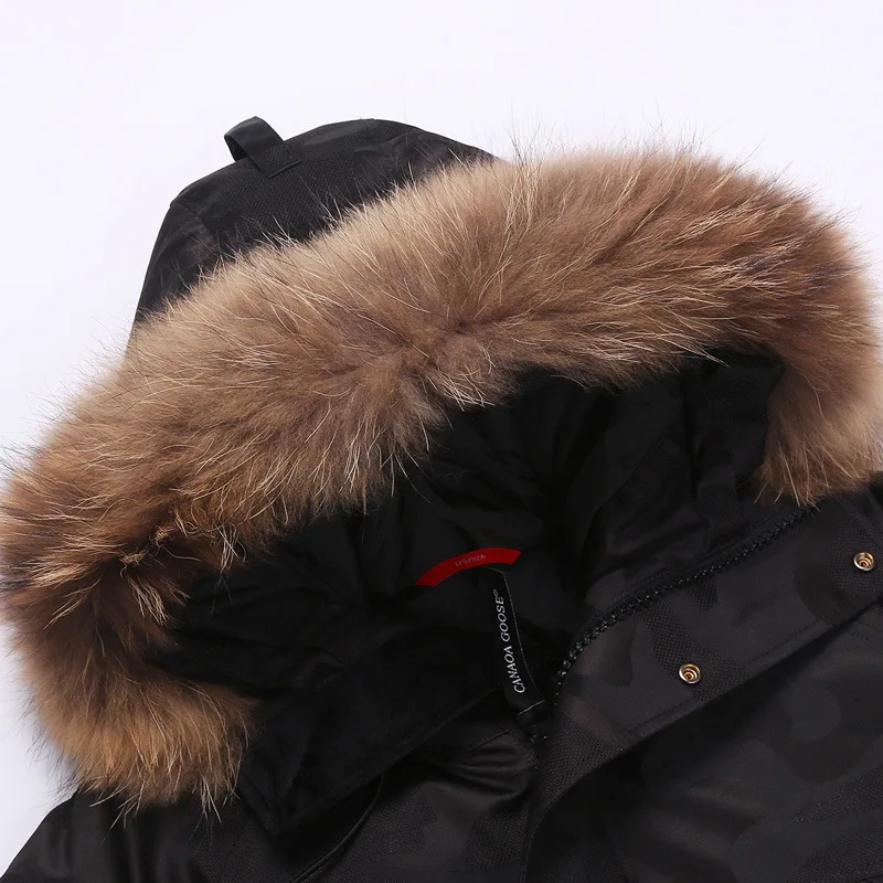 -40 градусов морозостойкий Россия зимняя куртка мужская наивысшего качества натуральный меховой воротник толстый теплый белый утиный пух