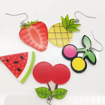 

12 pairs of random mixing acrylic fruit earrings free shipping fashion