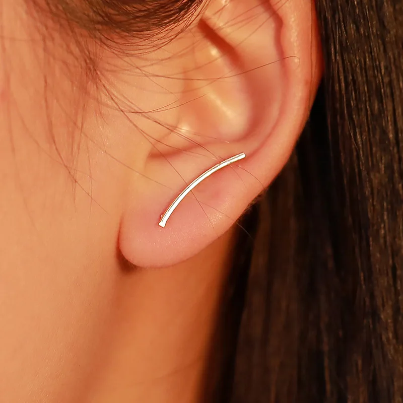 New Brief Contemporary Minimalist Gold Silver Black Copper Line Bar Earrings for Women Fashion Personality Creative | Украшения и