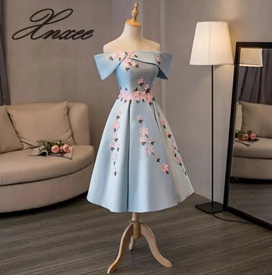 

Party dress female 2019 new fashion elegant word shoulder dress