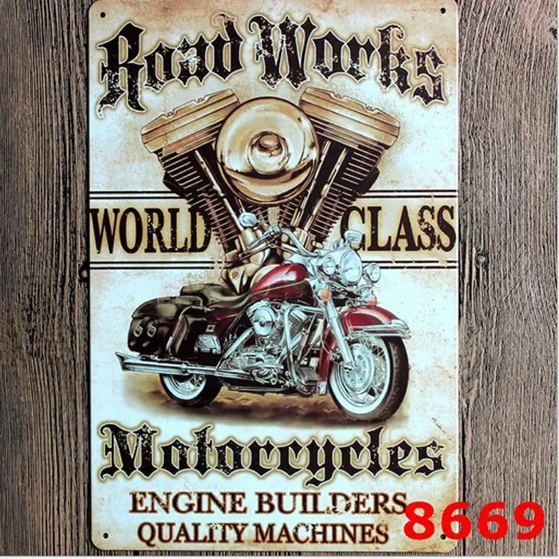 

Road works Motorcycle metal painting wall stickers Restaurant Bar Pub Home Wall Decor Retro Art Poster 30x20cm