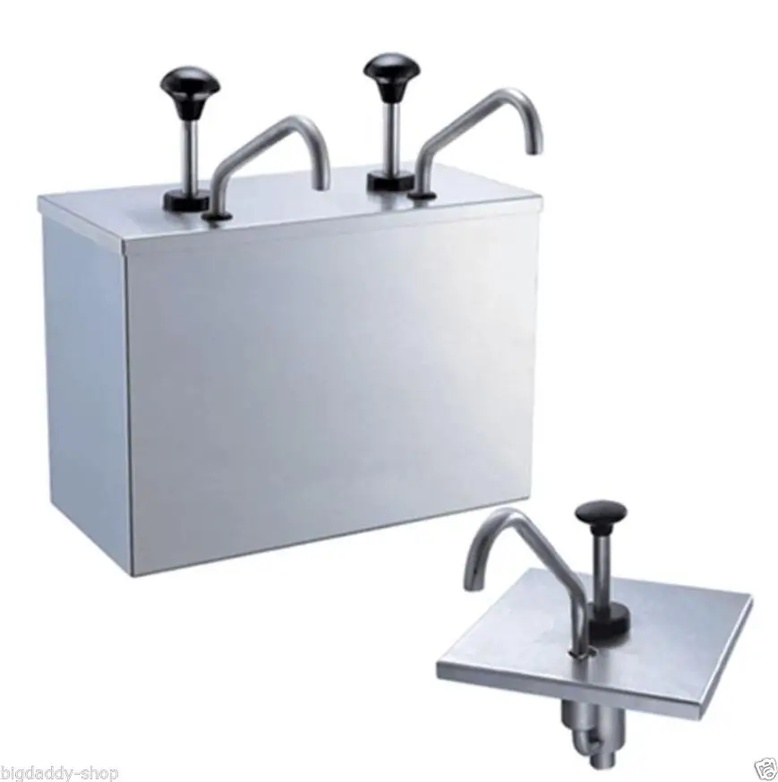 2 Bucket Sauce Dispenser Pump Squeeze Condiment Dispensing Stainless