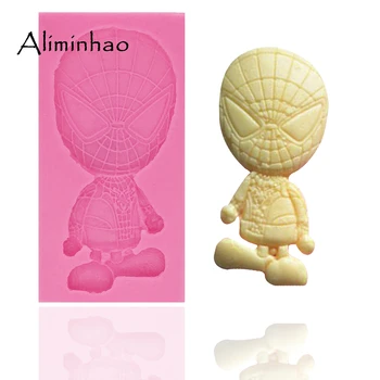 

B0348 Cartoon spiderman DIY chocolate Silicone mould fondant cake decorating tools Sugarpaste Craft Bakeware