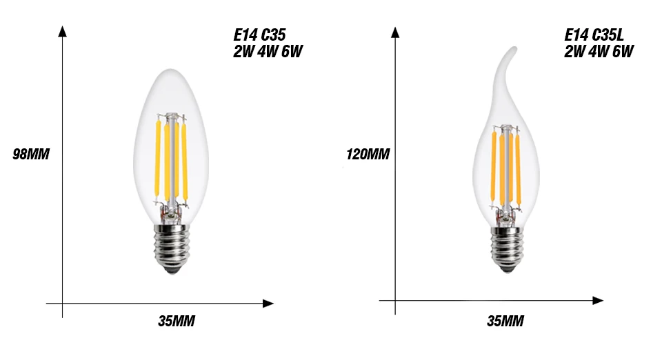 KARWEN светодиодный светильник в форме свечи E14 E27 2 Вт 4 Вт 6 Вт 8 Вт AC 220 В ретро антикварная стеклянная лампа Эдисона винтажный светодиодный светильник с нитью накаливания 360 градусов